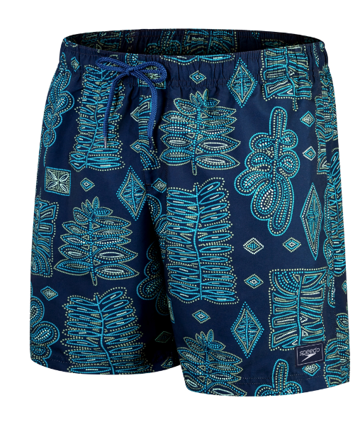 Speedo Men's Printed Leisure 16" Swim Water Shorts - Blue/Aqua
