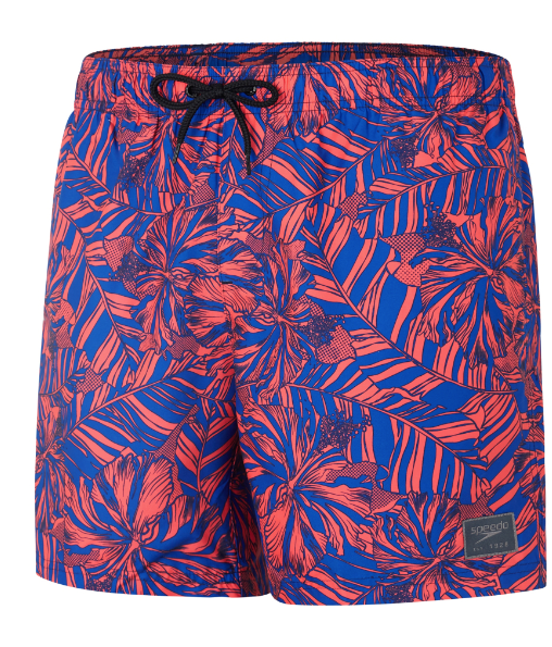 Speedo Men's Printed Leisure 16" Swim Water Shorts - Blue/Red