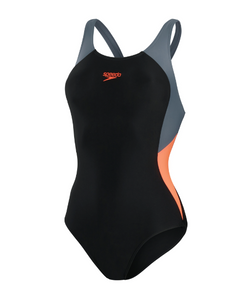 Speedo Women's Colourblock Splice Muscleback Swimsuit - Black/Grey