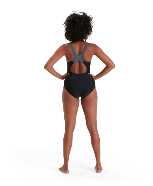 Speedo Women's Colourblock Splice Muscleback Swimsuit - Black/Grey