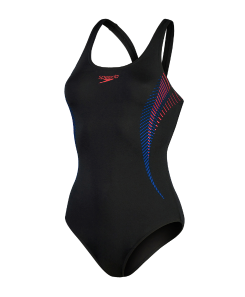 Speedo Women's Placement Muscleback Swimsuit - Black/Red