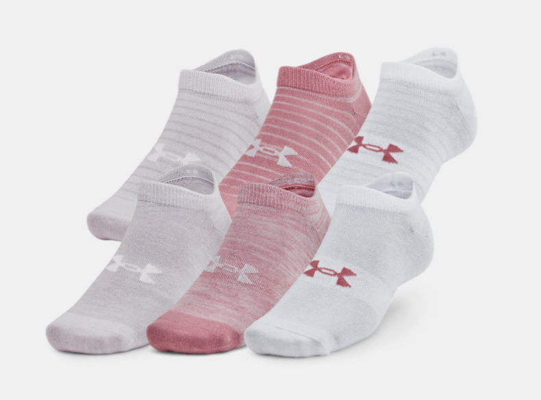 Under Armour Women s Essential No Show Socks Pink Grey White