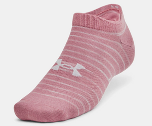 Under Armour Women's Essential No Show Socks - Pink/Grey/White (697)