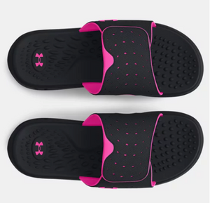 Under Armour Women s Ignite Pro Slides Black Rebel Pink 002
