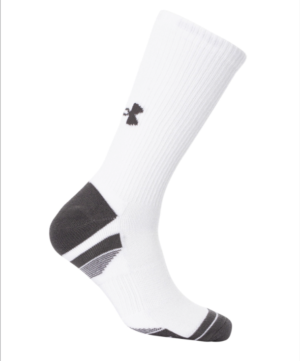 Under Armour Performance Tech Unisex Cushioned CREW Socks 3 pack Whi