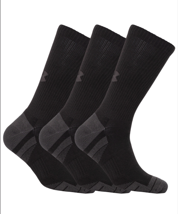 Under Armour Performance Tech Unisex Cushioned CREW Socks 3 pack - Black (001)