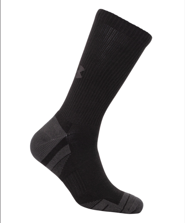 Under Armour Performance Tech Unisex Cushioned CREW Socks 3 pack - Black (001)