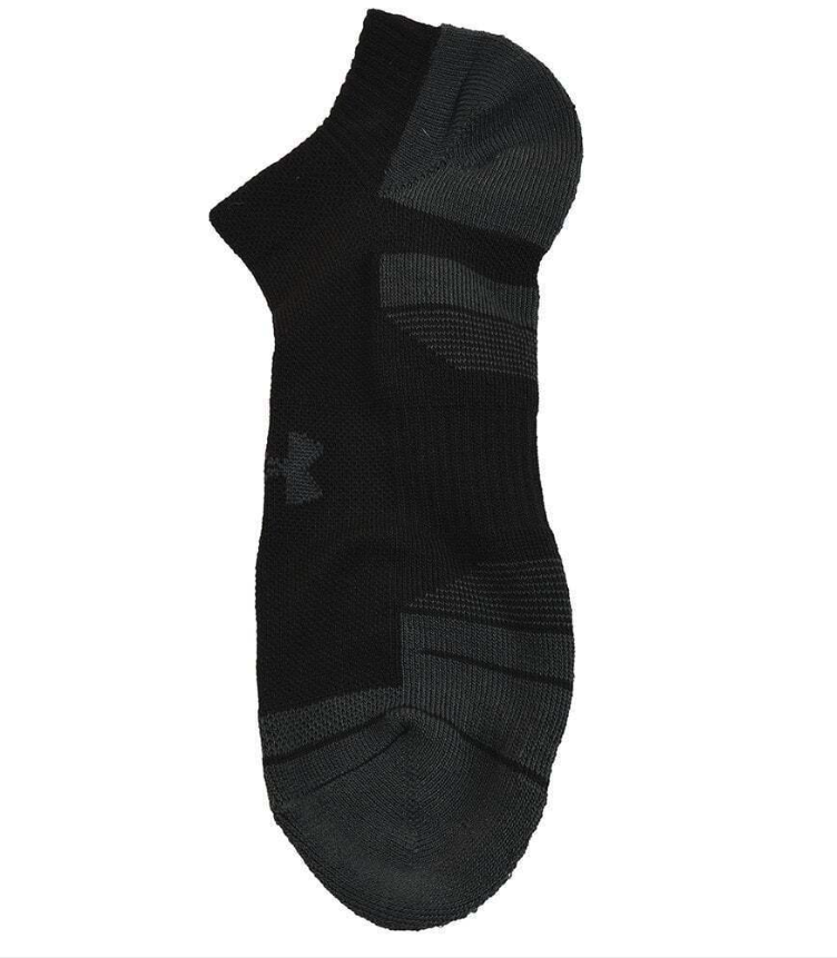 Under Armour Performance Tech Unisex Cushioned NO SHOW Socks 3 pack - Black (001)