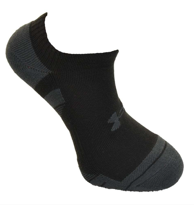 Under Armour Performance Tech Unisex Cushioned NO SHOW Socks 3 pack - Black (001)