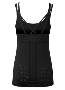 TriDri Women's 'laser cut' spaghetti strap vest - Black