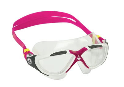 Aqua Sphere Vista Unisex Swimming Mask Goggles Clear Lens - White/Raspberry