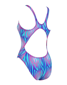 Zoggs Womens Swim Crazy Masterback Swimsuit - Purple/Blue Tiger Print
