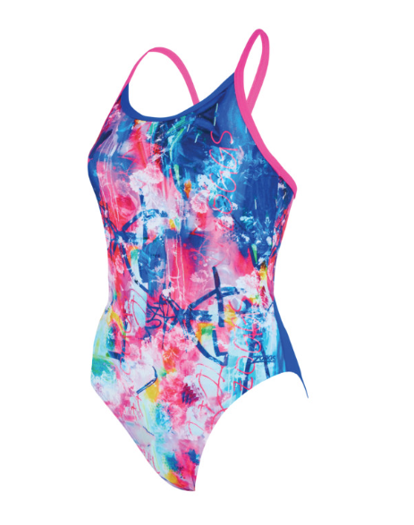 Zoggs Womens Graffitti Rose Sprintback Swimsuit - Multi
