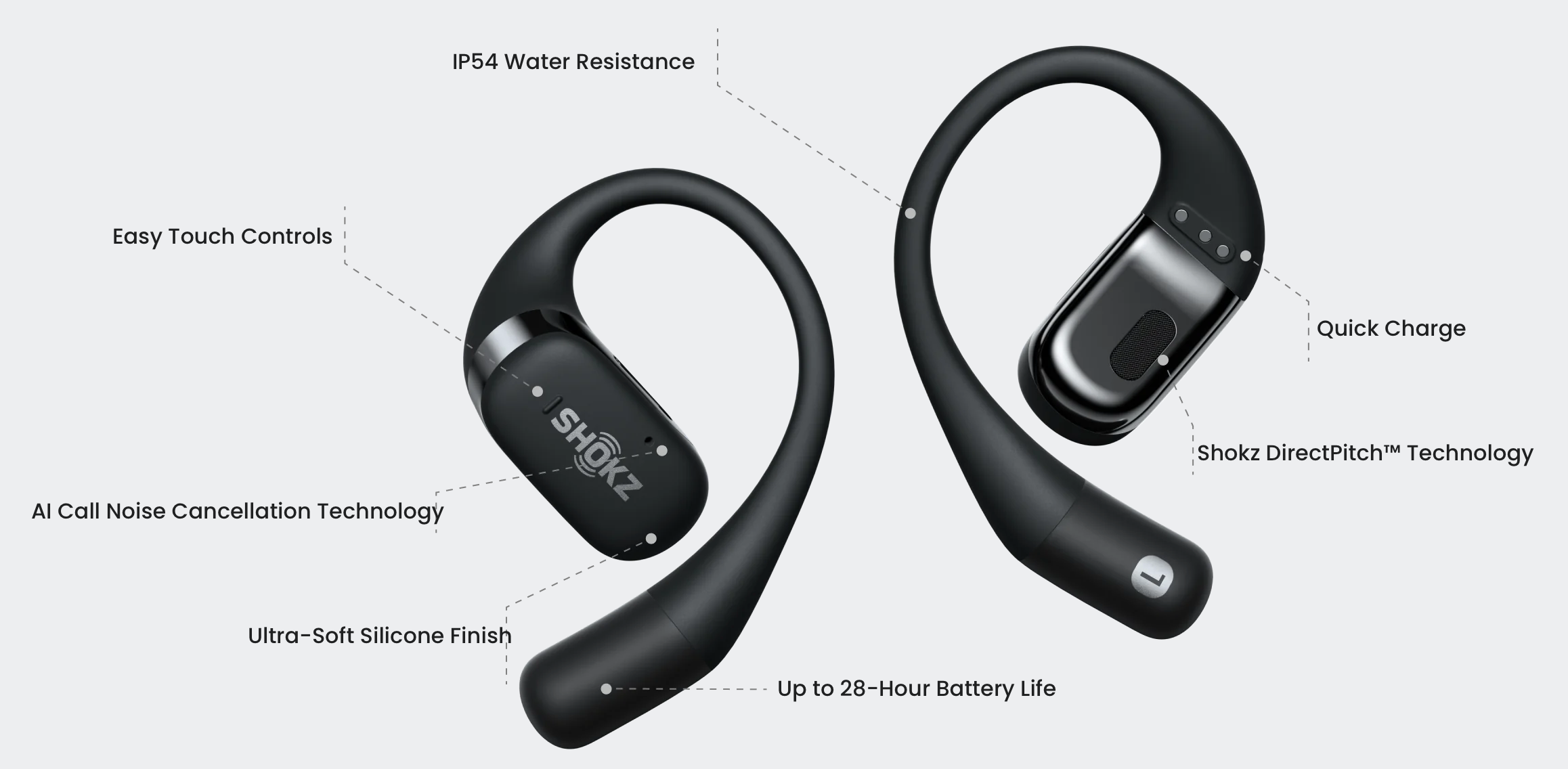 Shokz OPENFIT Wireless Headphones - Black