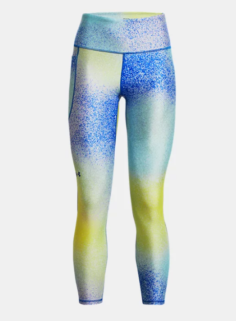 Under Armour Women's HeatGear Armour Printed Ankle Leggings - Halo Gray / Lime Yellow - 014