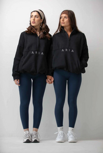 ARIA Oversized 1/4 Zip Pullover- Black