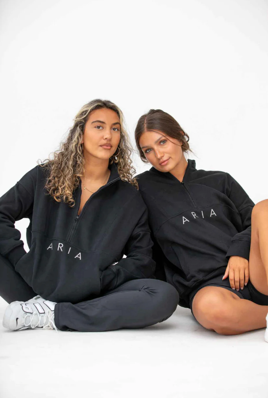 ARIA Oversized 1/4 Zip Pullover- Black