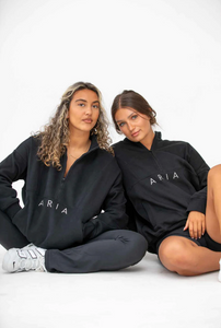 ARIA Oversized 1/4 Zip Pullover- Black