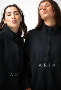 ARIA Oversized 1/4 Zip Pullover- Black