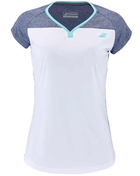 Babolat Girls Play Cap Sleeve Top -  White/Blue HTHR