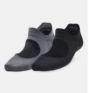 Under Armour Women's Breath Balance Grip Socks 2pack - BLACK & GREY
