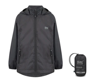 Mac in a Sac Origin II Kids Mini Packable Waterproof Jacket - BLACK