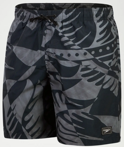 Speedo Mens Printed Leisure 18 inch Swimshort - Black/Grey