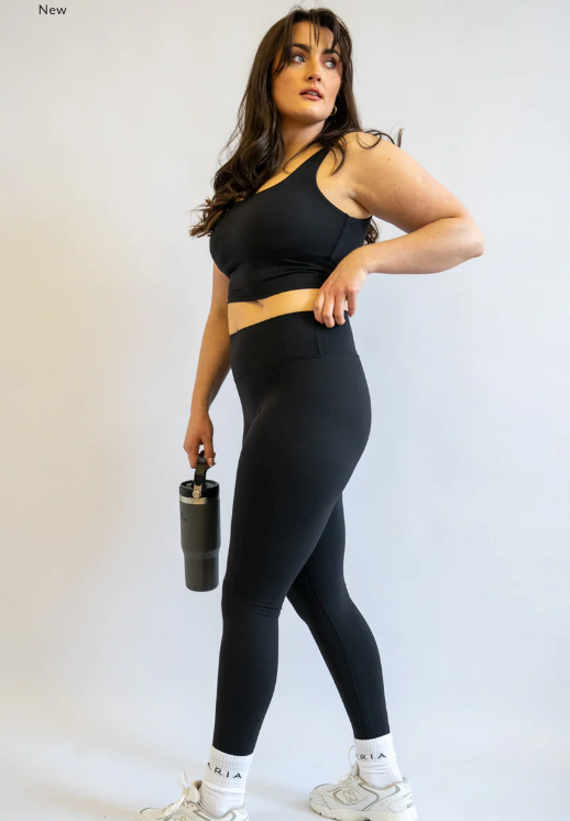 ARIA Allure Straight Waist Leggings - JET BLACK