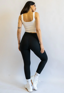 ARIA Allure Straight Waist Leggings - JET BLACK