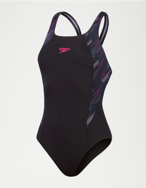 Speedo Women's Hyperboom Splice Muscleback Swimsuit - Black/Pink