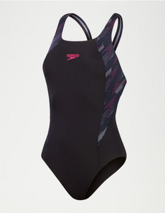 Speedo Women's Hyperboom Splice Muscleback Swimsuit - Black/Pink