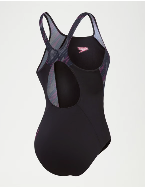 Speedo Women's Hyperboom Splice Muscleback Swimsuit - Black/Pink