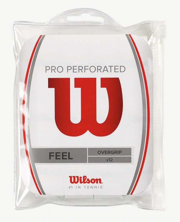 Wilson Pro Overgrip Perforated tennis racket grip - White (12 pack)