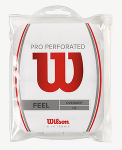 Wilson Pro Overgrip Perforated tennis racket grip - White (12 pack)