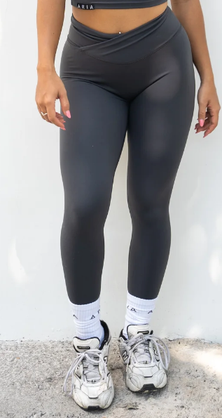 ARIA Allure Cross Front Leggings - Dark Charcoal