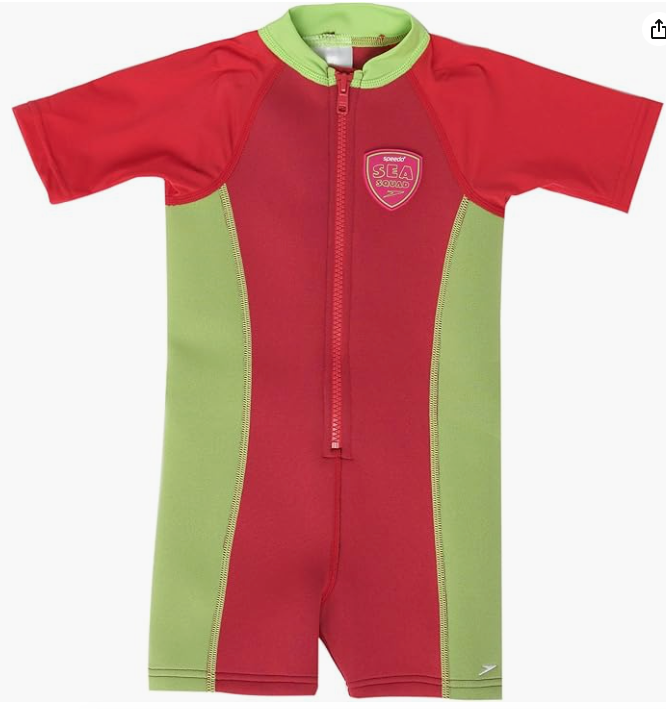 Speedo Girls Learn to Swim Neoprene Hot Tot Wetsuit - Pink / Green