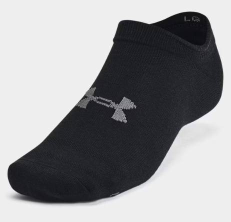Under Armour Essential No Show Socks 6 Pack - Black/Black (Charcoal)(001)