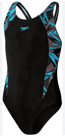 Speedo Girl's Hyperboom Splice Muscleback Swimsuit - Black/ Blue