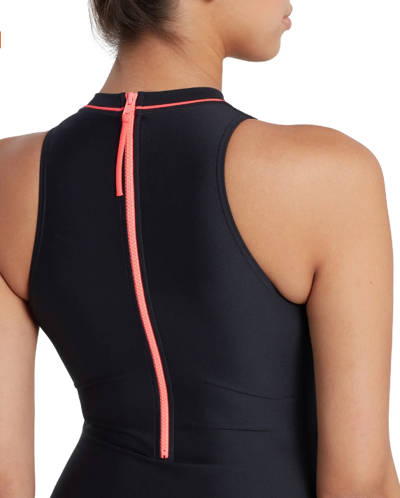 Zoggs Women's Cable Zipped 1 piece Swimsuit - Navy/Magenta/Orange