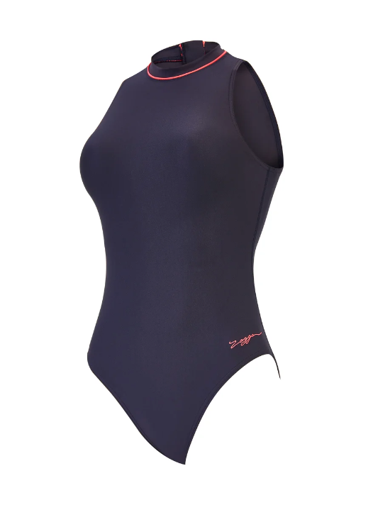 Zoggs Women's Cable Zipped 1 piece Swimsuit - Navy/Magenta/Orange