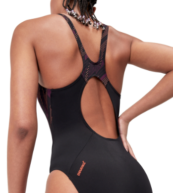 Speedo Women's Hyperboom Splice Muscleback Swimsuit - Black/Plum Dandy/Siren Red