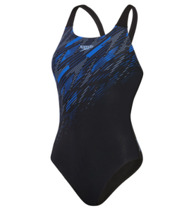 Speedo Women's Hyperboom Placement Muscleback Swimsuit - Black/Blue