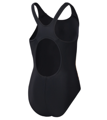 Speedo Girl's Placement Muscleback Swimsuit - Black/Orange