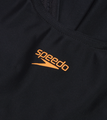 Speedo Girl's Placement Muscleback Swimsuit - Black/Orange