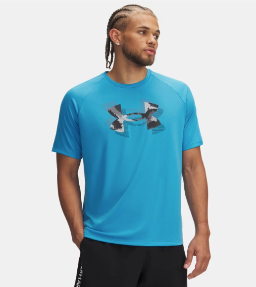 Under Armour Men's Tech Print Fill Short Sleeve T-Shirt - Ether Blue/Black (452)