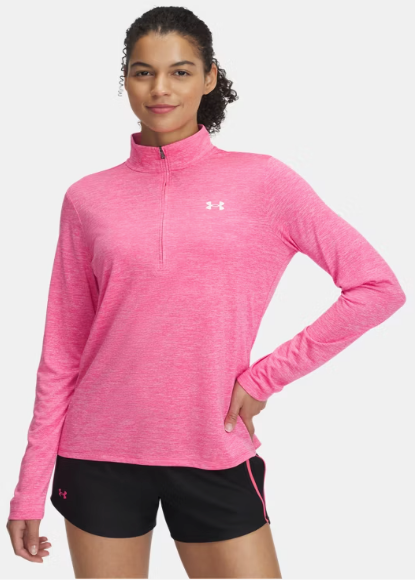 Under Armour Women's Tech  1/2 Zip  - Super Pink/ White (672)