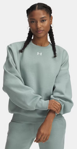 Under Armour Women's Rival Fleece Oversized Crew - Silica Green/ White (348)