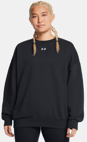 Under Armour Women's Rival Fleece Oversized Crew - Black/ White (001)