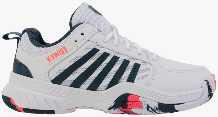 K-Swiss Court Express 2 Kids Tennis Shoes - White/ Stargazer/ Neon Blaze