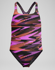Speedo Womens HyberBoom Printed Medalist Swimsuit - Black/Pink